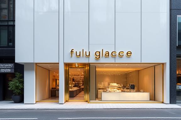 銀座の通りに面したFuyu Glaceの洗練された店舗外観